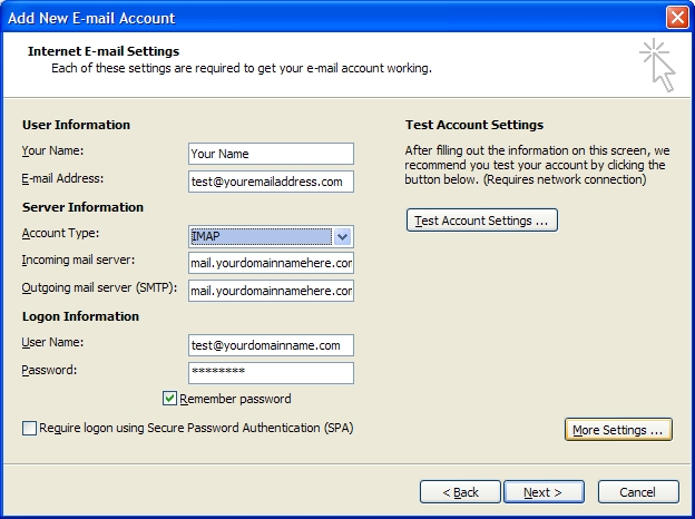Email Settings Email Settings